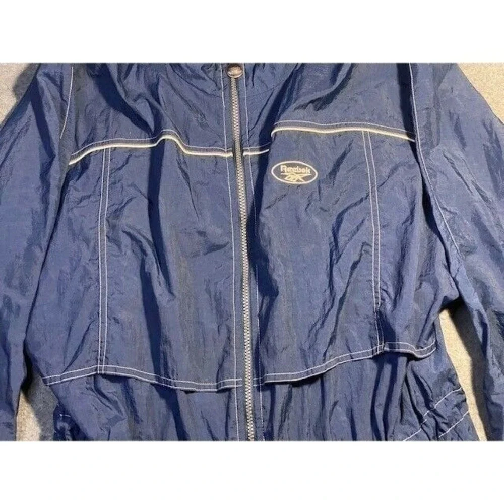 REEBOK VINTAGE Zip Up WINDBREAKER‎ Jacket Men's LARGE BLUE